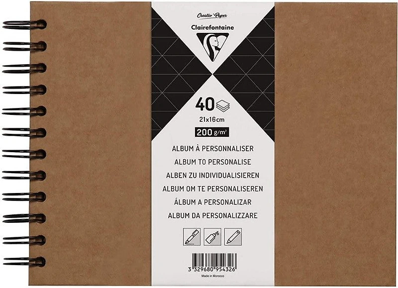 Album spirale kraft à personnaliser 40f 21x16cm