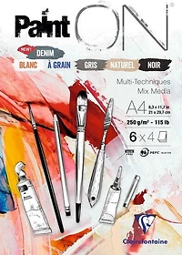 Paint'ON Mixed Media Glued Pad - 6 Colours - 8.3 X 11.7 INCHES C