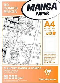 Papier dessin Manga avec grille A4 40f 200g