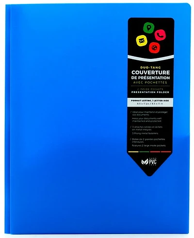 Duo-tang bleu avec pochettes