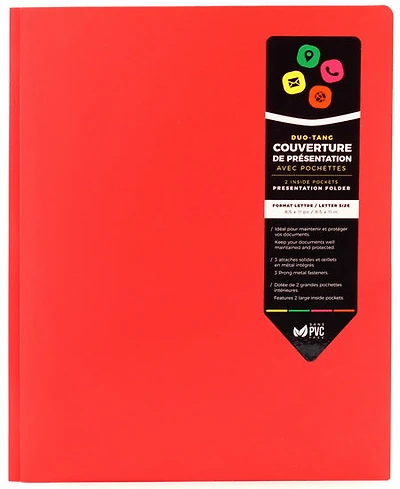 Duo-tang rouge avec pochettes