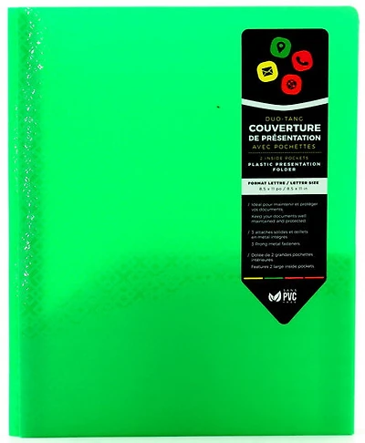 Relief Folder With Prongs 2 Pockets - Green Textured