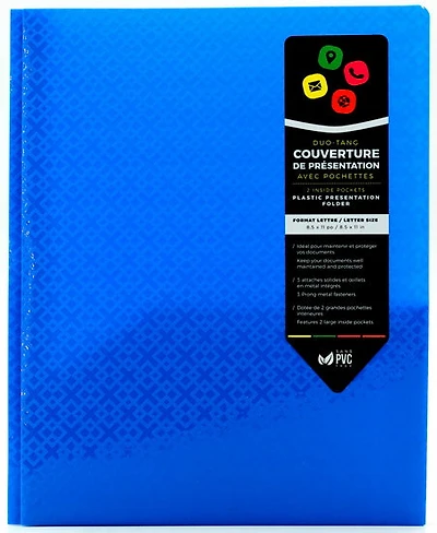 Relief Folder With Prongs 2 Pockets - Blue Textured