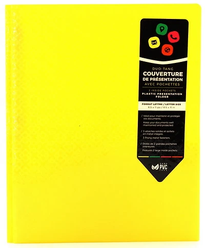 Relief Folder With Prongs 2 Pockets - Yellow Textured