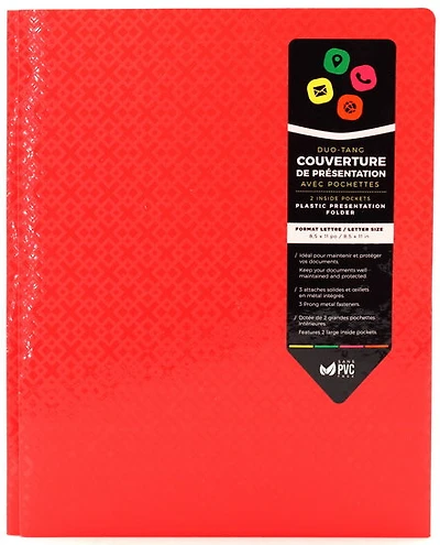 Folder With Prongs 2 Pockets - Red Textured