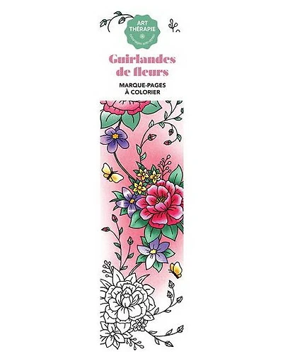 Guirlandes de fleurs : marque-pages à colorier