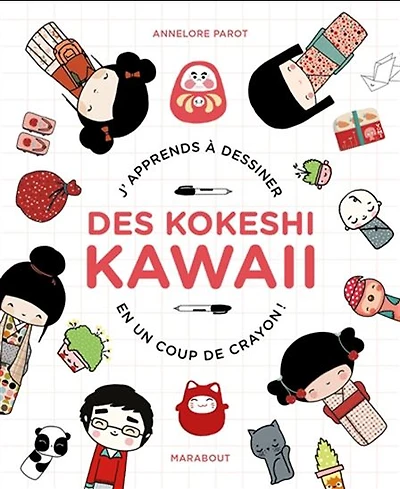 J'apprends à dessiner des kokeshi kawaii en un coup de crayon !