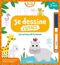 Je dessine, j'efface : les animaux de la savane