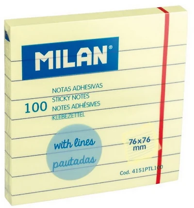 Bloc-notes autocollant jaune ligné 3x3'' 100f