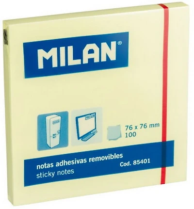 Bloc-notes autocollant jaune 3x3'' 100f