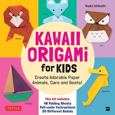Kawaii Origami for Kids Kit: Create Adorable Paper Animals, Cars and Boats! (Includes 48 folding sheets and full-color instructions)