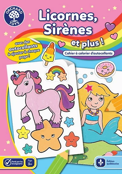Cahier à colorier licornes, sirènes et plus ! 3/4 ans