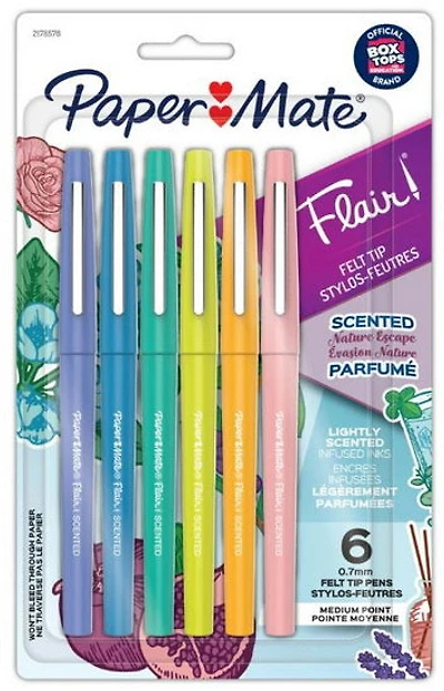 Ens. 6 feutres Flair pointe moyenne Évasion Nature