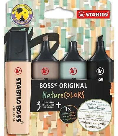 Ens. 4 surligneurs Stabilo Boss NatureColors
