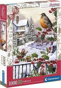 Robin and holly bushes 1000pc