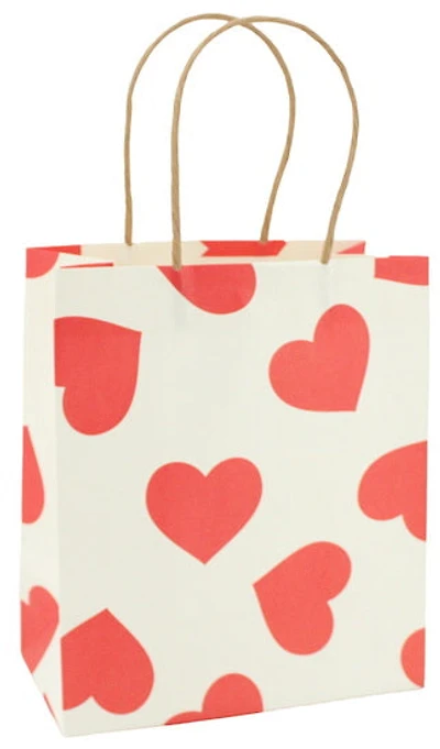 Sac petit kraft cœurs rouge