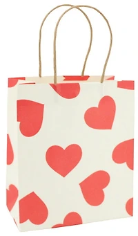 Sac petit kraft cœurs rouge