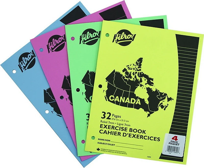 Cahier Canada ligné 3 trous 32p pqt 4