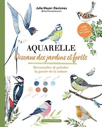Aquarelle, oiseaux des jardins et des bois