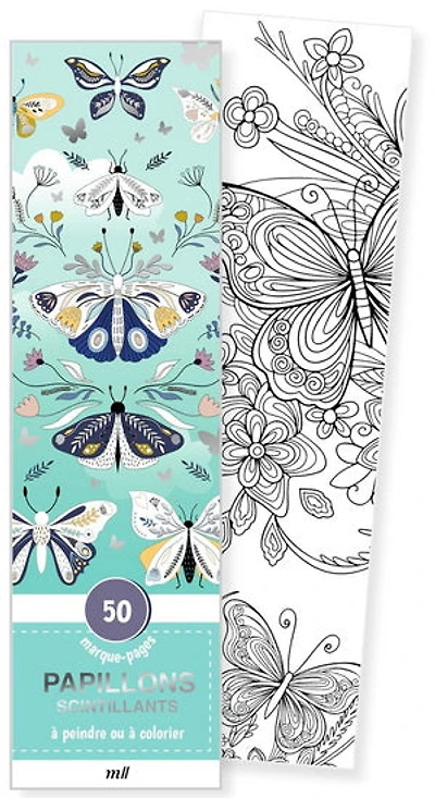Papillons scintillants : 50 marque-pages à peindre ou à colorier