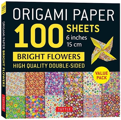 Origami Paper 100 Sheets Bright Flowers 6" (15 cm): Double-Sided Origami Sheets Printed with 12 Different Patterns (Instructions for 5 Projects Included)