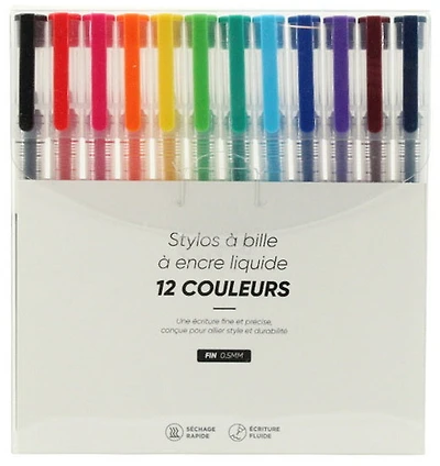 Ens. 12 stylos pointe fine