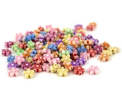 Pqt 150 perles marguerites pastels