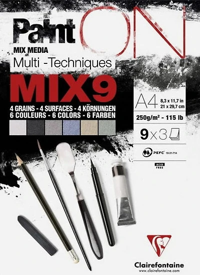 Bloc collé paint'on mix 9 - 8,3 x 11,7 pouces
