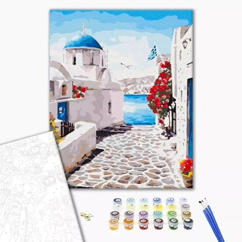 Paint by Number Street in Santorini