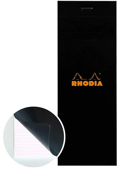 Bloc-notes rhodia - ligné - noir - 74 x 210 millimètres