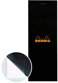 Bloc-notes rhodia - ligné - noir - 74 x 210 millimètres