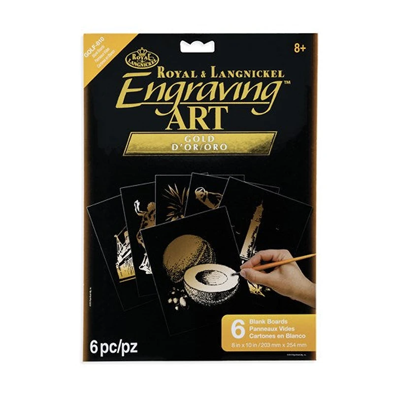 Set of 6 Engraving Boards Black And Gold