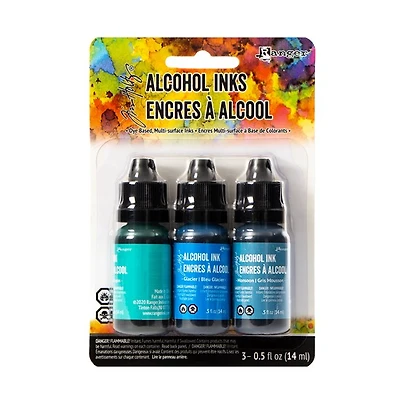 Set of Alcohol Ink Teal Blue Spectrum - 3x14ml