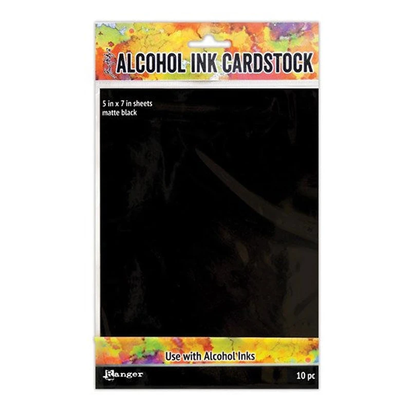 Pack of 10 Matte Black Alcohol Ink Cardstock Sheets - 5x7"