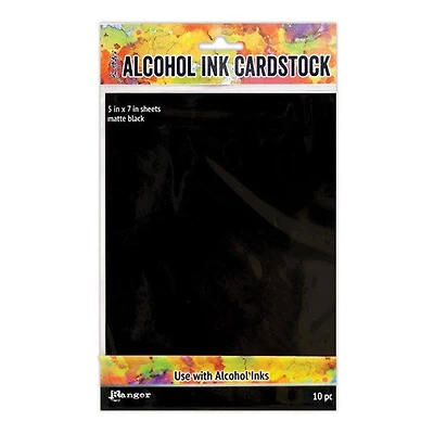 Pack of 10 Matte Black Alcohol Ink Cardstock Sheets - 5x7"