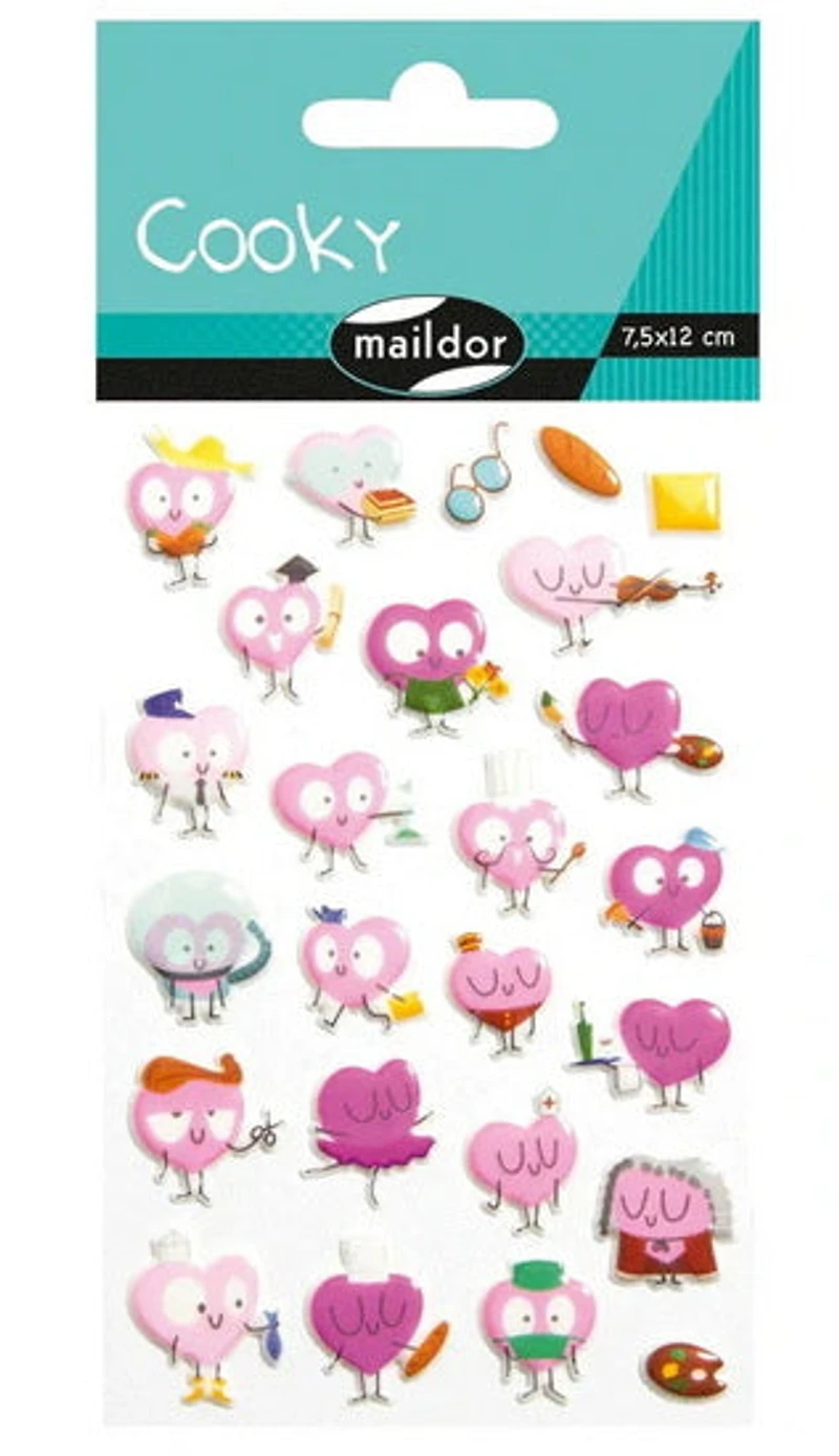 Autocollants 3d cooky - coeurs métiers