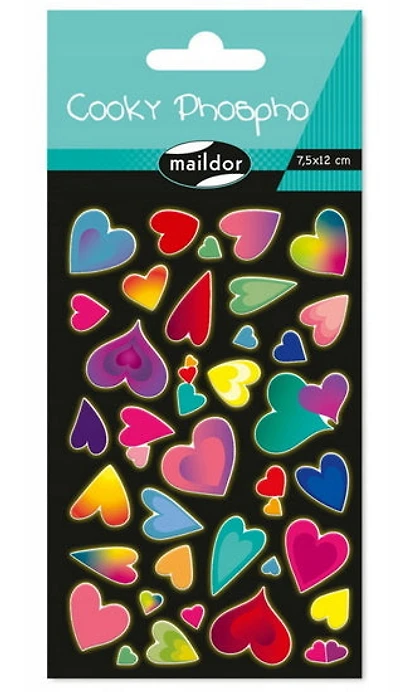 Autocollants *cooky* phospho. coeurs