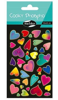 Autocollants *cooky* phospho. coeurs