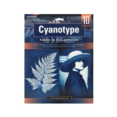 Pqt.10 feuilles tissu prétraitées cyanotype-vf