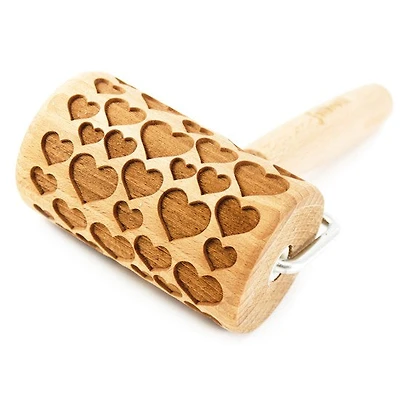 Mini Engraved Rolling Pin - Hearts Pattern