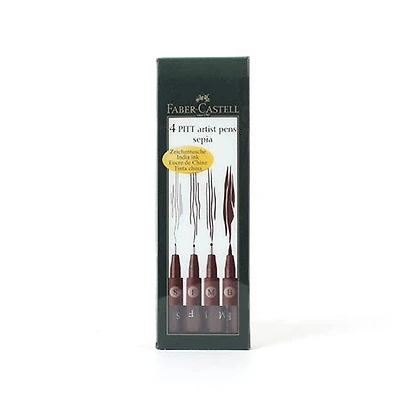 Ens. 4 marqueurs pitt sépia pointes s, f, m, b