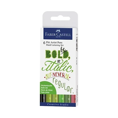 Ens. 6 marqueurs pitt lettrage tons de vert