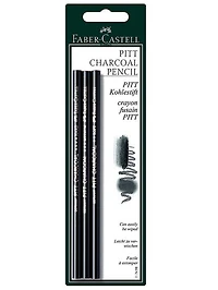 Set of 3 pitt charcoal pencils black