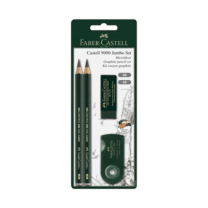 Ens. 4 crayons graphite large castell 9000