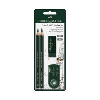 Ens. 4 crayons graphite large castell 9000