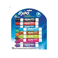 Ens. 12 marqueurs effaçables à sec pointe biseautée