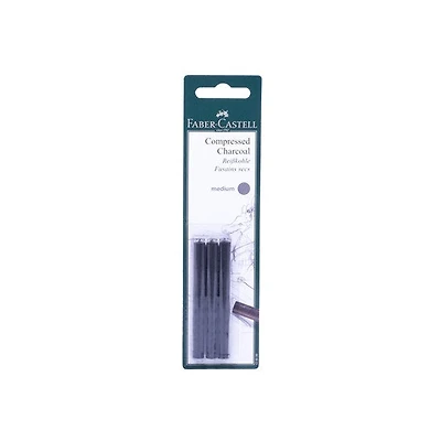 Set of 3 pitt medium soft charcoal sticks black