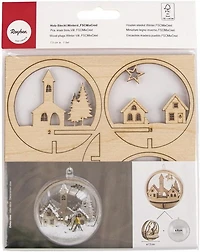 3D winter village natural wood ornament to assemble