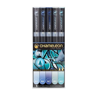 Set of 5 Chameleon Markers-Blue Tones