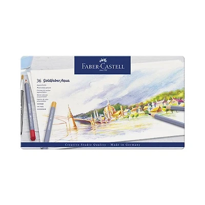 Ens. 36 crayons aquarellables goldfaber aqua boîte métal
